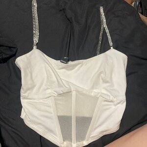 windsor crop top with rhinestone straps